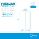 FREZZER MIDEA VERTICAL CICLICO BLANCO 160LTS MOD: FC-MJ6WAR1 - Image 3