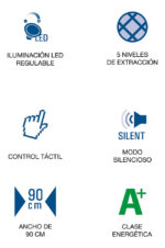 CAMPANA NODOR DE ISLA INOX Y NEGRO 90CM MOD: LEGEND9000XGBK - Image 7