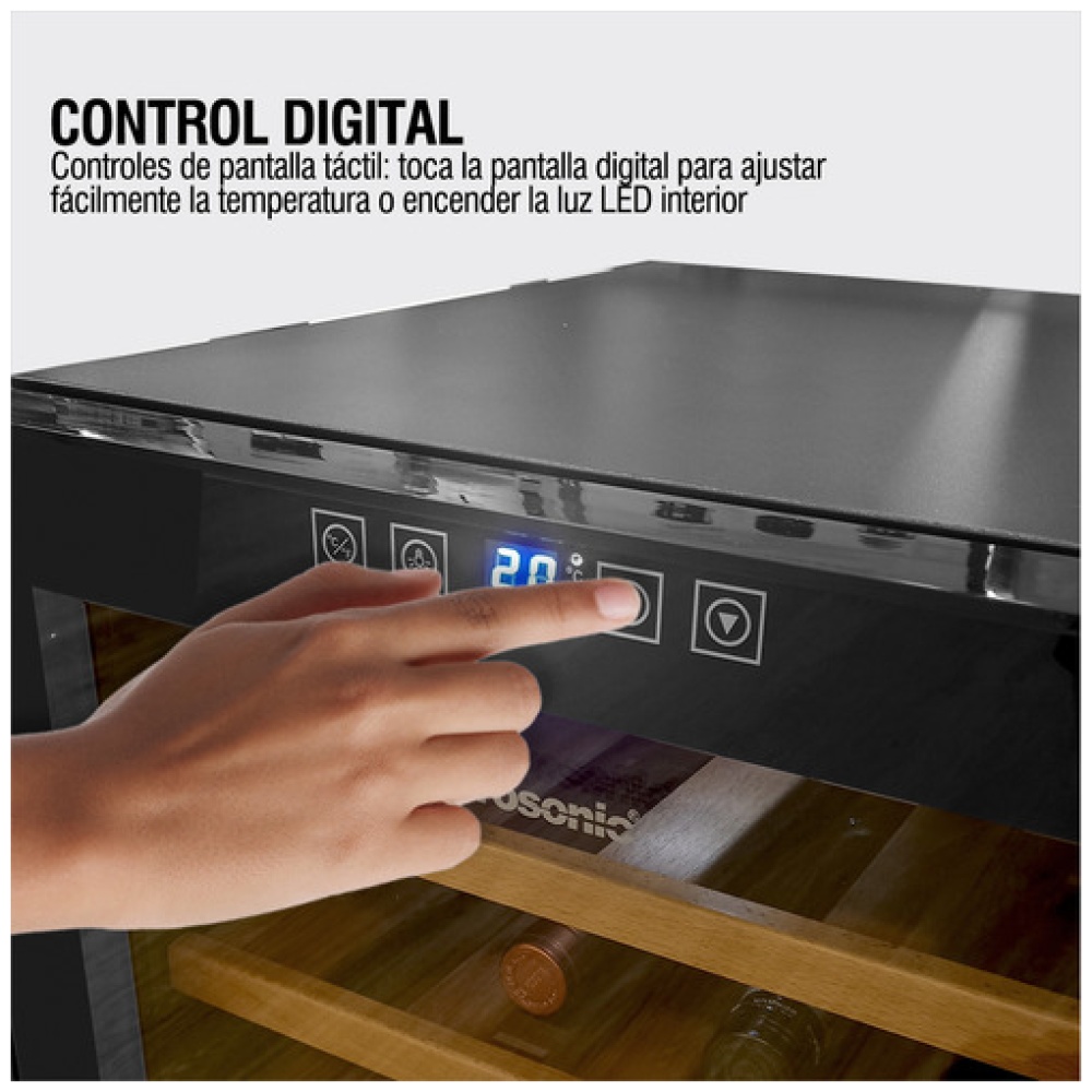 Cava Para Vinos Microsonic 28 Botellas C/ Estantes De Madera - Image 5