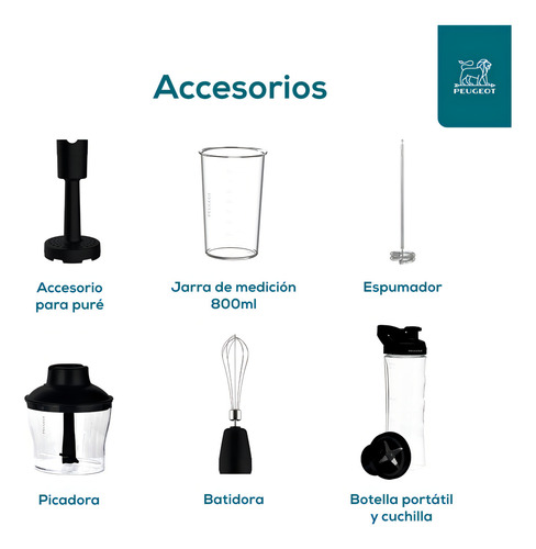 Licuadora De Mano Peugeot Nîmes 500w Inalámbrica Plateada - Image 3