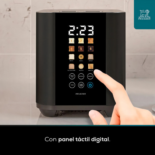 Tostadora Peugeot Desayuno Digital Negra 1000w 2 Rodajas - Image 5